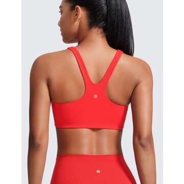 CRZ YOGA Butterlift Double Lined Square Neck Sports Bras for Women - Wireless V-Shaped Racerback Wor...