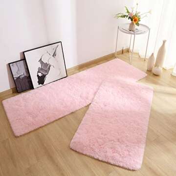 Chicrug Soft Runner Rug for Bedroom Living Room Plush Fluffy Rug 2x6 Feet, Shag Furry Runner Rug Carpet Non Shedding for Nursery Children Kids Girls Room Home Decorative, Pink