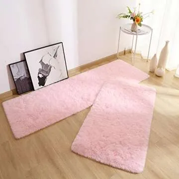 Chicrug Soft Runner Rug for Bedroom Living Room Plush Fluffy Rug 2x6 Feet, Shag Furry Runner Rug Carpet Non Shedding for Nursery Children Kids Girls Room Home Decorative, Pink