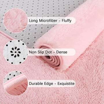 Chicrug Soft Runner Rug for Bedroom Living Room Plush Fluffy Rug 2x6 Feet, Shag Furry Runner Rug Carpet Non Shedding for Nursery Children Kids Girls Room Home Decorative, Pink