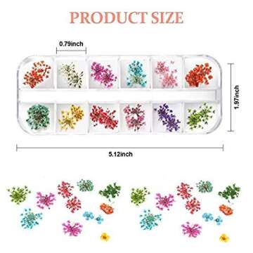 LPOne 2 Boxes 3D Nail Mini Dried Flowers Sticker Nail Art Resin Craft DIY,Real Natural Dried Flowers...