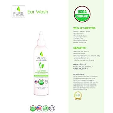 Pure and Natural Pet USDA Certified Organic Ear Wash 8 oz.