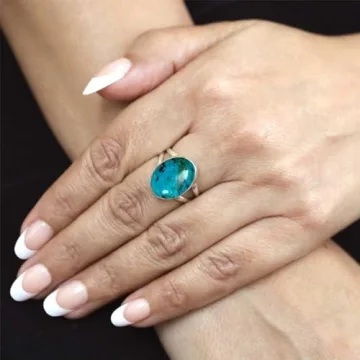 JEWELOPORIUM Blue Chrysocolla Silver Ring Size 12