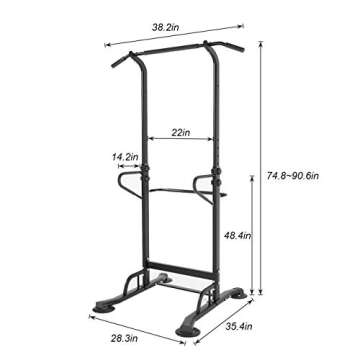 soges Power Tower Adjustable Height Pull Up & Dip Station Multi-Function Home Strength Training Fitn...