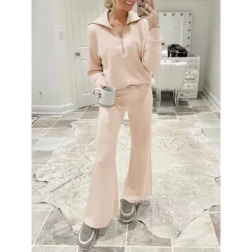 ANRABESS Women Oversized Sweatsuit Fall 2024 Trendy Apricot