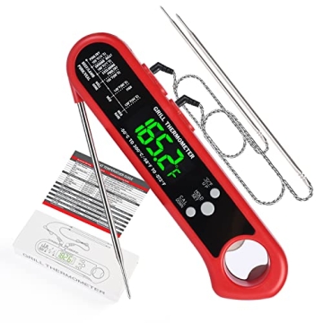 LSENLTY Instant Read Meat Thermometer, 3 in 1 Three Probes Meat Thermometer, Waterproof Grill Thermo...