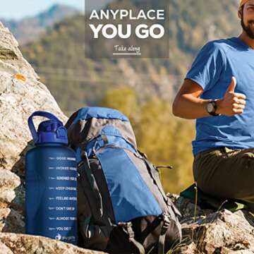 YOU GOT THIS LIVING Motivational Water Bottle with Straw & Handle,One Gallon Water Bottle 128 oz/3.8L,Reusable Water Jug, Achieve All-Day Hydration SpillProof, BPA FREE