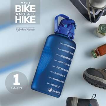 YOU GOT THIS LIVING Motivational Water Bottle with Straw & Handle,One Gallon Water Bottle 128 oz/3.8L,Reusable Water Jug, Achieve All-Day Hydration SpillProof, BPA FREE