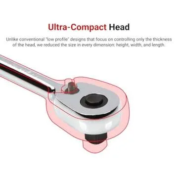 TEKTON 1/2 Drive Ratchet - Compact & Quick-Release Tool