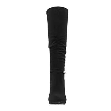 DREAM PAIRS Women's Black Knee High Platform Boots 3.3" Heel