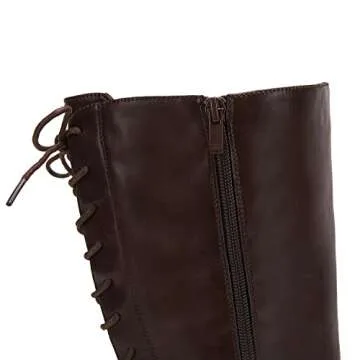 Niwista Womens Lace Up Knee High Boots Chunky Heel Mid Calf Side Zipper Winter Riding Shoes