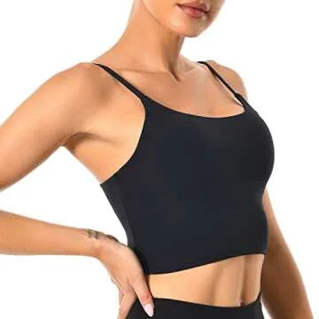 Colorfulkoala Women's Spaghetti Strap Longline Sports Bra