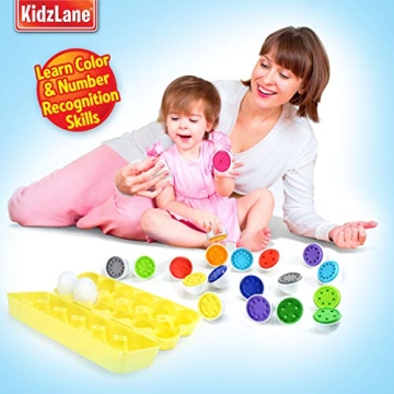 Kidzlane Toddler Educational Matching Eggs Set for Ages 1-3