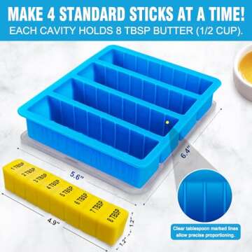 Silicone Butter Mold with Lid, Walfos Non-Stick Butter Tray Fits Standard Butter Stick Size, Large C...