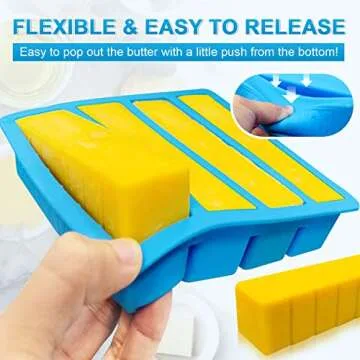 Silicone Butter Mold with Lid, Walfos Non-Stick Butter Tray Fits Standard Butter Stick Size, Large Cavity Butter Maker Holds 8 Tablespoons Butter, Ideal For Butter, Soap Bar, Energy Bar, Brownie, Cake