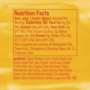 Vive Organic Energy Shot + Immune Support, Immune Defense with Ashwagandha, Green Tea & Caffeine, Gluten Free, Vegan, Energy and Focus, 2 Fl Oz (Pack of 12)