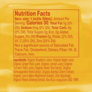 Vive Organic Energy Shot + Immune Support, Immune Defense with Ashwagandha, Green Tea & Caffeine, Gluten Free, Vegan, Energy and Focus, 2 Fl Oz (Pack of 12)