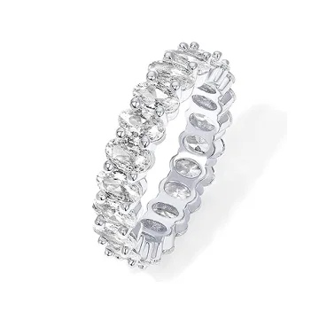 PAVOI Elegant Stackable White Gold Plated Rings
