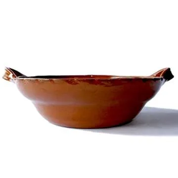 Ancient Cookware, Mexican Clay Unlidded Cazuela, Large, Terracotta, 3 Quarts