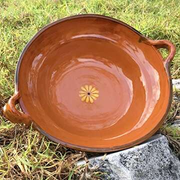 Ancient Cookware, Mexican Clay Unlidded Cazuela, Large, Terracotta, 3 Quarts