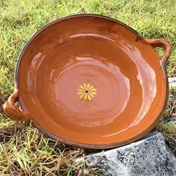 Ancient Cookware, Mexican Clay Unlidded Cazuela, Large, Terracotta, 3 Quarts
