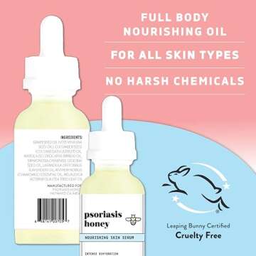 Psoriasis Honey Nourishing Scalp & Skin Serum - Dry Oil for Skin - Full Body Non Comedogenic Moisturizer - Daily Dry Scalp Oil - Body Oil Helps Psoriasis, Eczema, & More (1 Oz)