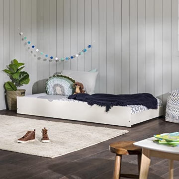 Walker Edison Solid Wood Twin Trundle Bed Frame with Wheels