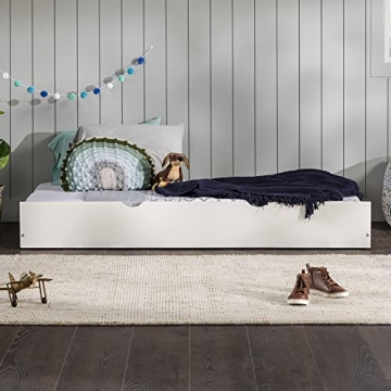 Walker Edison Solid Wood Twin Trundle Bed Frame with Wheels