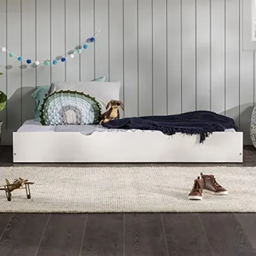 Walker Edison Solid Wood Twin Trundle Bed Frame with Wheels