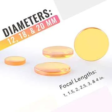 OMTech 20mm ZnSe Focus Lens, CVD ZnSe CO2 Laser Engraver Focal Lens with 2 Inch Focal Length, 2" FL Zinc Selenium Replacement Lens for 50W 60W 70W 80W Laser Engraving Machines, 99.5+ Transmittance