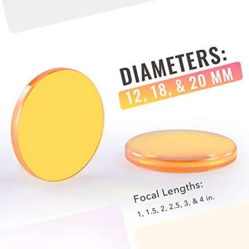 OMTech 20mm ZnSe Focus Lens, CVD ZnSe CO2 Laser Engraver Focal Lens with 2 Inch Focal Length, 2" FL Zinc Selenium Replacement Lens for 50W 60W 70W 80W Laser Engraving Machines, 99.5+ Transmittance