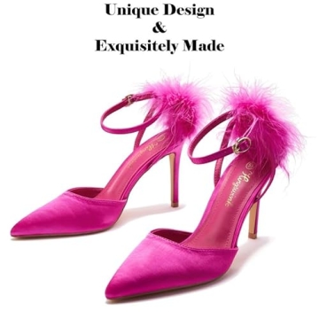 Chic Pink Stiletto Heels with Feather Fur for Women
