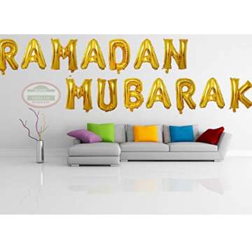 16inch Rose Gold Eid MUBARAK Foil Balloons Party Decoration Supplies Ramadan Decoration Gold EID Balloons For Muslim EID Ballon (RAMADAN Gold)