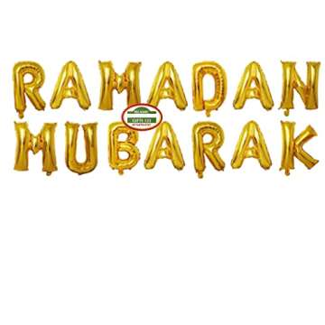 16inch Rose Gold Eid MUBARAK Foil Balloons Party Decoration Supplies Ramadan Decoration Gold EID Balloons For Muslim EID Ballon (RAMADAN Gold)