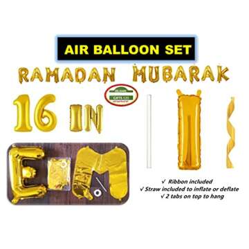 16inch Rose Gold Eid MUBARAK Foil Balloons Party Decoration Supplies Ramadan Decoration Gold EID Balloons For Muslim EID Ballon (RAMADAN Gold)