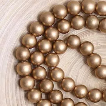 Meplait 39in Wood Bead Garland Farmhouse with Tassels,Versatile Prayer Beads Boho Chic Wall Hanging Home Decor (Gold)