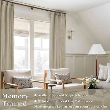 Elegant 108 Inch Linen Pleated Curtain Set - Two Panels for Home Decor