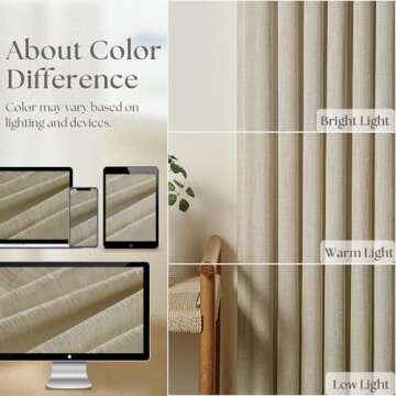 Stylish 108 Inch Linen Pleated Curtains Set for Home