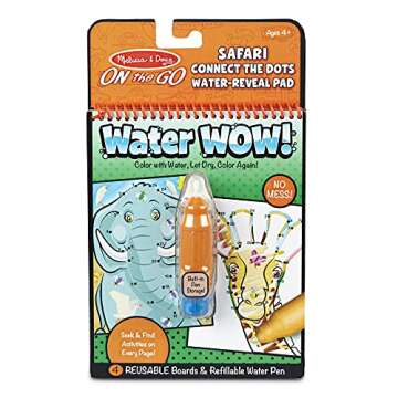 Melissa & Doug On the Go Water Wow! Reusable Water-Reveal Activity Pads, 3pk, Connect The Dots - Vehicles, Farm, Safari, Party Favors, Stocking Stuffers, Travel Toys, Mess Free Coloring Books, Ages 4+