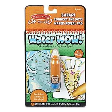 Melissa & Doug On the Go Water Wow! Reusable Water-Reveal Activity Pads, 3pk, Connect The Dots - Vehicles, Farm, Safari, Party Favors, Stocking Stuffers, Travel Toys, Mess Free Coloring Books, Ages 4+