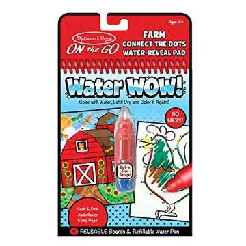 Melissa & Doug On the Go Water Wow! Reusable Water-Reveal Activity Pads, 3pk, Connect The Dots - Vehicles, Farm, Safari, Party Favors, Stocking Stuffers, Travel Toys, Mess Free Coloring Books, Ages 4+