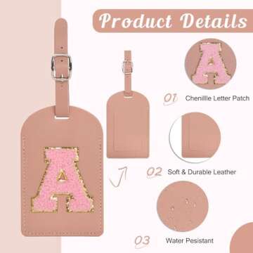 Ulico Initial Passport Cover and Luggage Tag Set,PU Leather Letter Passport Case Holder Travel Suitc...