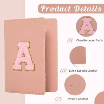 Ulico Initial Passport Cover and Luggage Tag Set,PU Leather Letter Passport Case Holder Travel Suitcase Tag, Personalized Travel Luggage Accessories Gifts for Women Kids Teenage Pink J