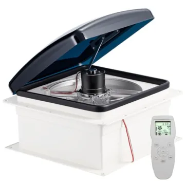 RVLOVENT RV Roof Vent Fan 12V Auto Remote Control 14'' inch 10 Speed (Smoke)
