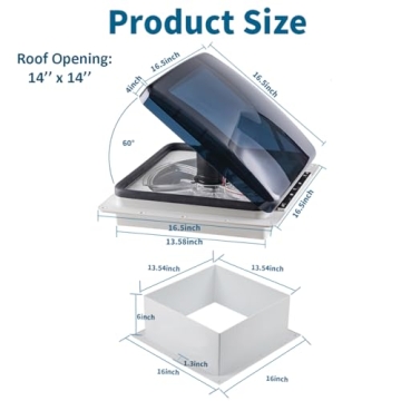RVLOVENT 12V Remote Controlled Roof Vent Fan with 10 Speeds