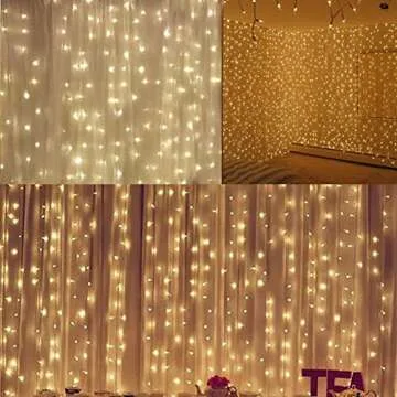 Twinkle Star 600 LED Window Curtain String Light for Wedding Party Home Garden Bedroom Outdoor Indoor Wall, Warm White