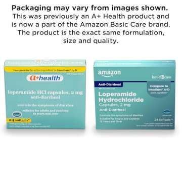Amazon Basic Care Loperamide Hcl 2 Mg Softgels, Anti-Diarrheal, Made in USA, 24 Count (Pack of 1)