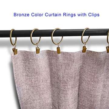 AMZSEVEN 40 Pack Metal Curtain Rings with Clips