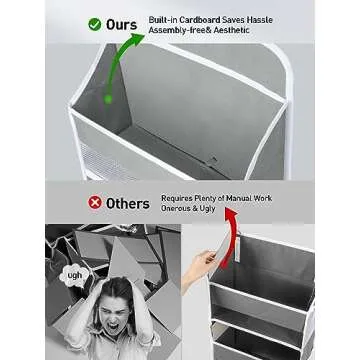 Yecaye 1 Pc Over The Door Organizer with 5 Bins 10 Side Pockets, 44lbs Load Hanging Bathroom Organizer, No Tilt Closet Organizers and Storage for Bedroom, Baby Organizer for Extra Storage, Grey