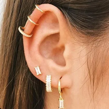ALEXCRAFT Gold Huggie Hoop Earrings Set Hypoallergenic Stylish